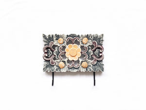 Wall Accent.
Wooden handcrafted floral design key holder - hanger.