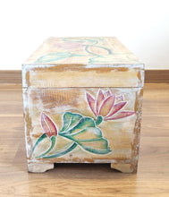 Home Decor. Table Decor-Storage Accessory. Large Decorative Handcrafted Lotus Design Wooden Box.