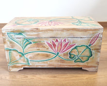 Home Decor. Table Decor-Storage Accessory. Large Decorative Handcrafted Lotus Design Wooden Box.