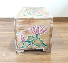 Home Decor. Table Decor-Storage Accessory. Large Decorative Handcrafted Lotus Design Wooden Box.