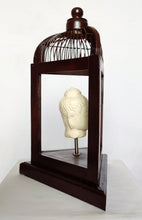 Home Decor: Unique Meditating Buddha Stone Bust Mounted in a open Bird Cage Frame.