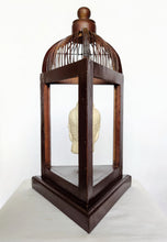 Home Decor: Unique Meditating Buddha Stone Bust Mounted in a open Bird Cage Frame.