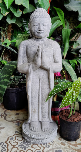 Home Decor.
Standing Stone Buddha Statue in Anjali Mudra Posture.