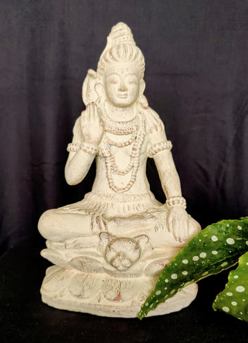 Home Decor: Table - Garden Statue. Solid Meditating Stone Sculpture of Lord Shiva. 