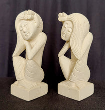 Home Decor. Tabletop Accents. Sandstone Statuettes of Resting Women. "The Maidens".