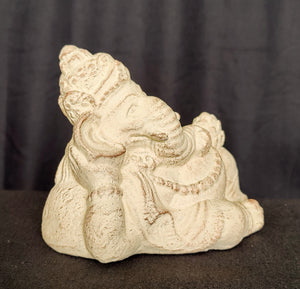 Home Decor Idol. Cute, Resting Lord Ganesha Stone Figurine.