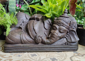 Home Decor Idol. Resting Lord Ganesha Stone Figurine.