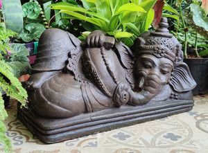 Home Decor Idol. Resting Lord Ganesha Stone Figurine.