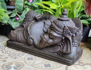 Home Decor Idol. Resting Lord Ganesha Stone Figurine.