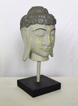 Home Decor Idol. Handcrafted Wooden Lord Buddha Bust Statue Mounted on a Rustic Wooden Base.