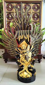 Home Decor. Large Hand Crafted Wooden Garuda Sculpture, "Flying Garuda"