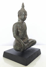 Table Decor. Meditating Vintage Bronze Buddha sculpture in Earth Touching Posture. 