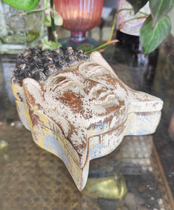 Home Decor. Table Decor-Storage Accessory. Hand-carved Wooden Trinket - Puzzle Box, "Glorious Buddha"