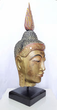 Home Decor. Tabletop Statue. Vintage Wooden Lord Buddha Head Sculpture on a Rustic base, "Spiritual Buddha".