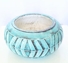 Home Decor: Storage Accessory. Hand Carved and Painted Decorative Round Wooden Bowl.