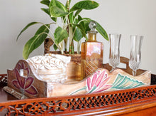 Serving Tray / Table Decor Showpiece:
 Hand carved serving tray painted with Lotus Design.