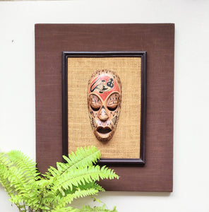 Home Decor: Wall Art: Aboriginal wooden carved, hand painted mask mounted on a double frame.
