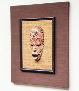 Home Decor: Wall Art: Aboriginal wooden carved, hand painted mask mounted on a double frame.