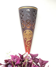 Home Decor: Lights: Floral decorative vase shaped wall lighting fixture made in terracotta.