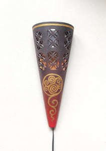 Home Decor: Lights: Floral decorative vase shaped wall lighting fixture made in terracotta.