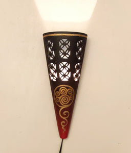 Home Decor: Lights: Floral decorative vase shaped wall lighting fixture made in terracotta.