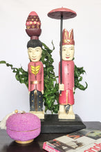 Home Decor. Tabletop Sculpture.
Hand Carved and Painted Wooden Figures on a rustic base - Melasti, a Hindu Ceremony.