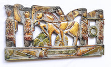 Home Decor. Antiquated Wall Art Panel Carved in wood. "Melasti Hindu Ceremony".
