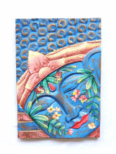 Home Decor: Wall Accent. Hand carved Buddha Panel and Painted, Nature Motif with Flowers and Butterflies.