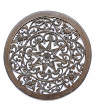Home Decor. Wall Art. Floral Round Relief Panel Carving, "Royal Flower". Dia 20 ".