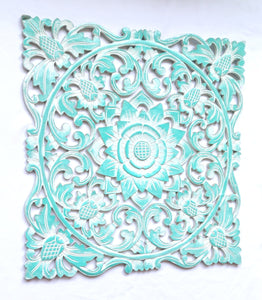 Home Decor. Wall Art. Handcrafted Lotus Flower Relief Panel, "Lotus Altar"