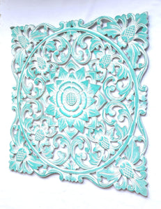 Home Decor. Wall Art. Handcrafted Lotus Flower Relief Panel, "Lotus Altar"