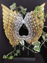 Home Decor Ornament.
Wings Sculpture Statue, Hand Carved and Painted Wooden Decor. "Winged Heart".