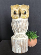 Home Decor. Tabletop Showpiece. Hand Carved Wooden Owl Figurine, "Lonely Owl".