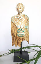 Home Decor. Contemporary Serene Buddhist Monk Wooden Statue mounted on a rustic wooden base.