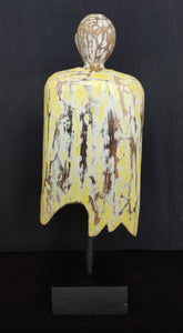 Home Decor.
Contemporary Serene Buddhist Monk Wooden Statue mounted on a rustic wooden base.