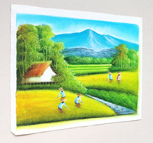 Wall Art. Landscape Painting, Rice Field / Harvest Painting for Prosperity.