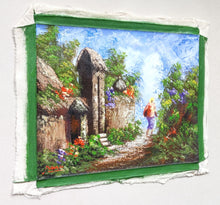 Home Decor: Wall Hangings. Colourful Textured Painting of a Village Street Scene. Unframed