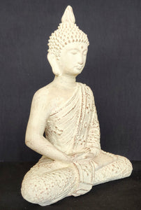 TABLE - OUTDOOR DECOR: Beautiful Stone Meditating Buddha, sitting in Lotus Pose.