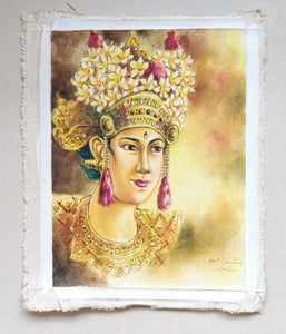 Home Decor: Wall Hangings. Artistic and colourful painting of a Palace dancer with beautiful head gear. Unframed.