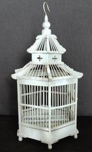 Home Decor. Beautiful Hexagonal Decorative Bamboo and Wood Bird Cage.