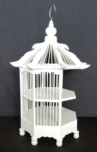 Home Decor. Beautiful Octogonal Decorative Bamboo and Wood Bird Cage Display Shelf.