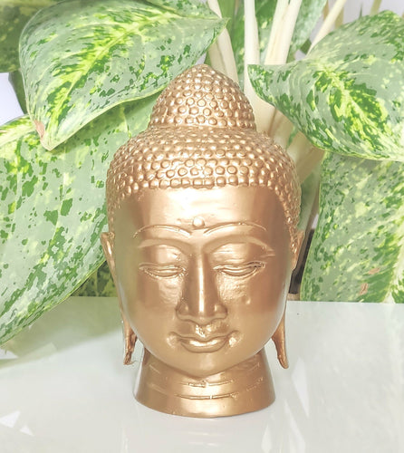 Home Decor. Tabletop Idol.
Far Eastern Bronze Head Statuette of Lord Buddha.