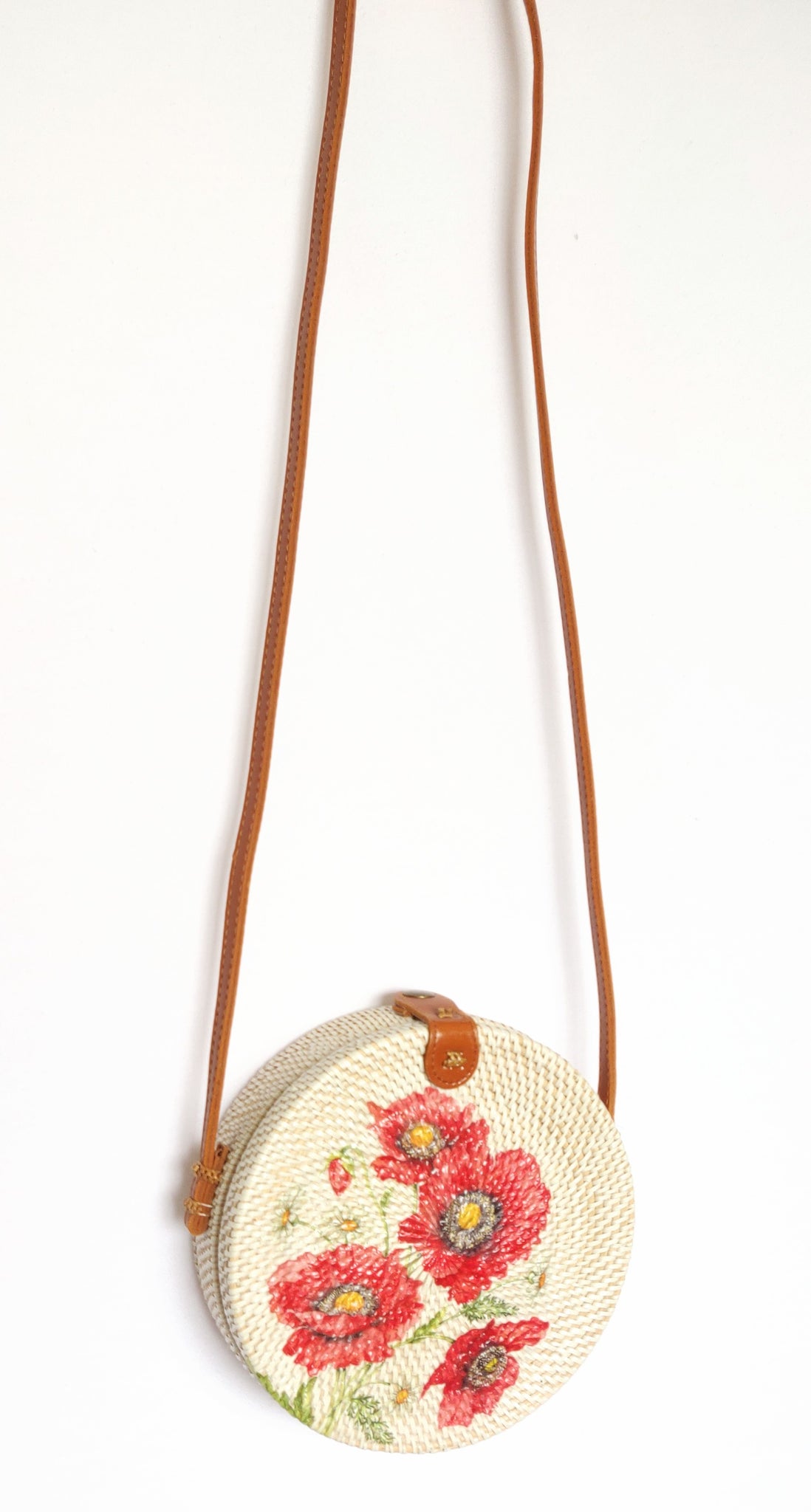 BLOOM Round Rattan Straw Bag with Batik Lining