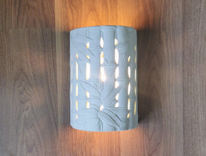 LIGHTING: Wall light fixture in Bamboo stems and leaves design. Imported.