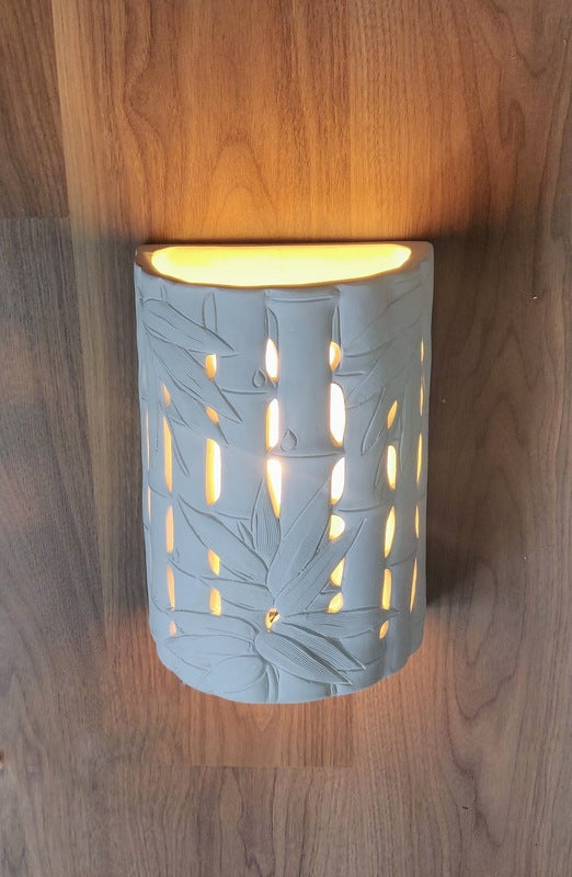 LIGHTING: Wall light fixture in Bamboo stems and leaves design. Imported.