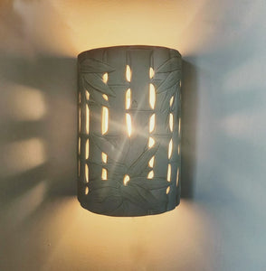 LIGHTING: Wall light fixture in Bamboo stems and leaves design. Imported.