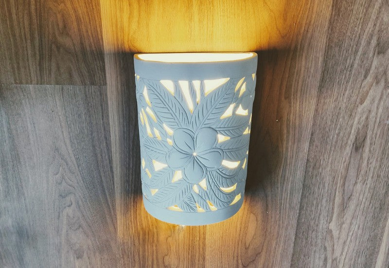 LIGHTING:  Wall light fixture in Frangipani flower with leaves design. Imported.