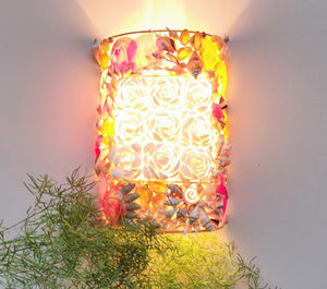 Lighting fixture. Beautiful Handmade Floral Design, Natural Seashells, Table / Wall lamp.