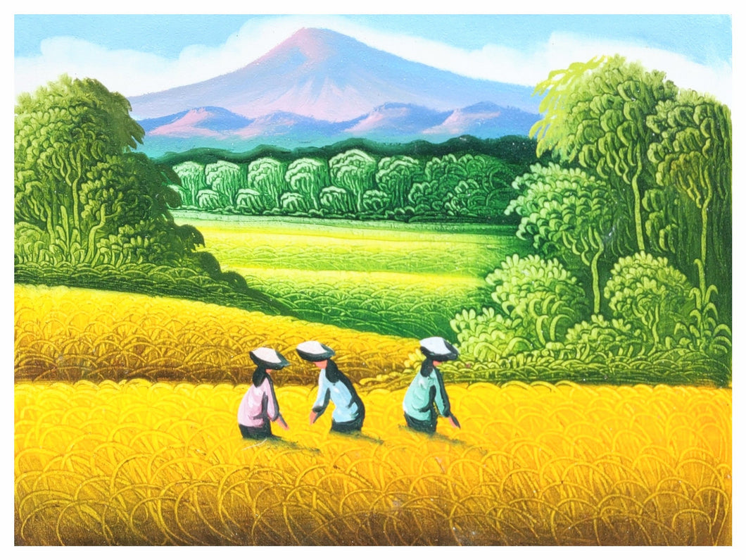 Wall Art. Landscape Painting, Rice Field / Harvest Painting for Prosperity.
