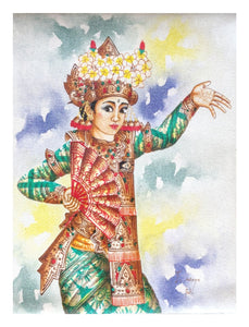 Home Decor: Wall Hangings. Artistic Traditional Balinese Legong Dancer Painting.